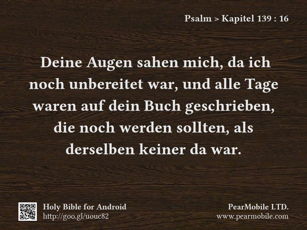 Psalm, Kapitel 139:16
